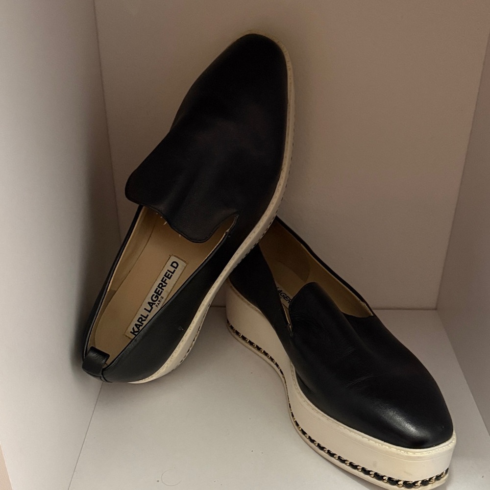Karl Lagerfeld Black and White Platform Shoes